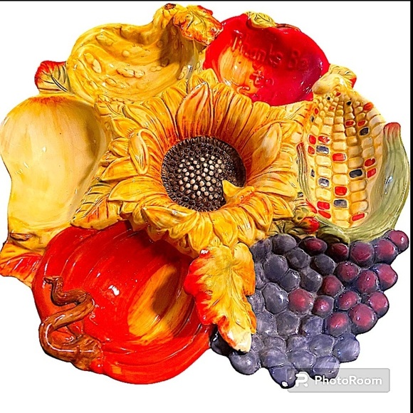 Mid Century Italian Majolica Fruit & Vegetable Design Hors D’oeuvres Platter - Picture 6 of 6